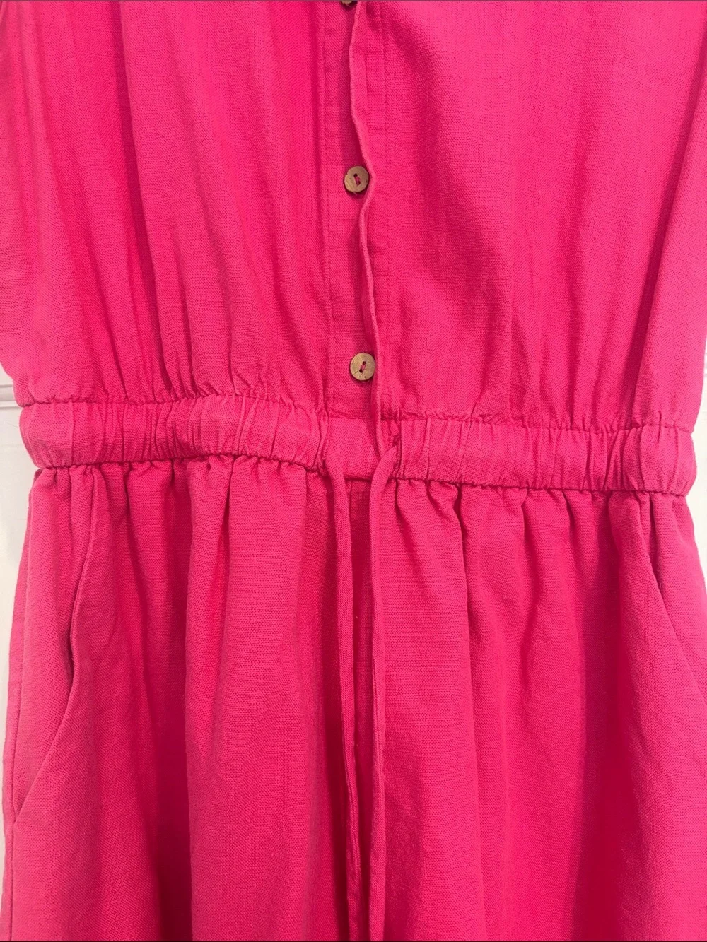 Women’s Hot Pink Button-Front Romper